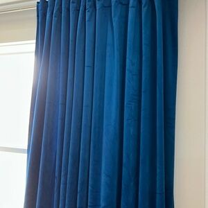 Royal Blue Textured Curtains with Pleated Design